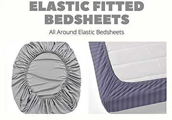 ELASTIC FITTED DOUBLE BED BEDSHEET WITH 2 PILLOW COVERS