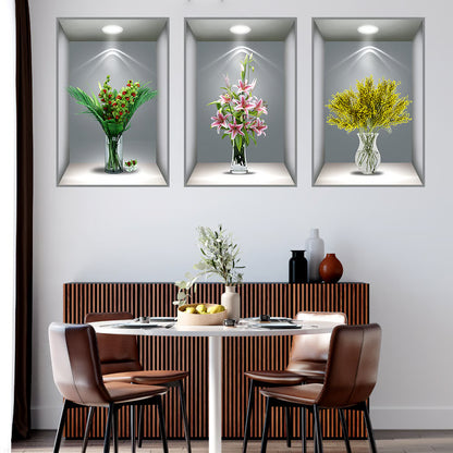 3D Vase Wall Sticker (Pack of 4)